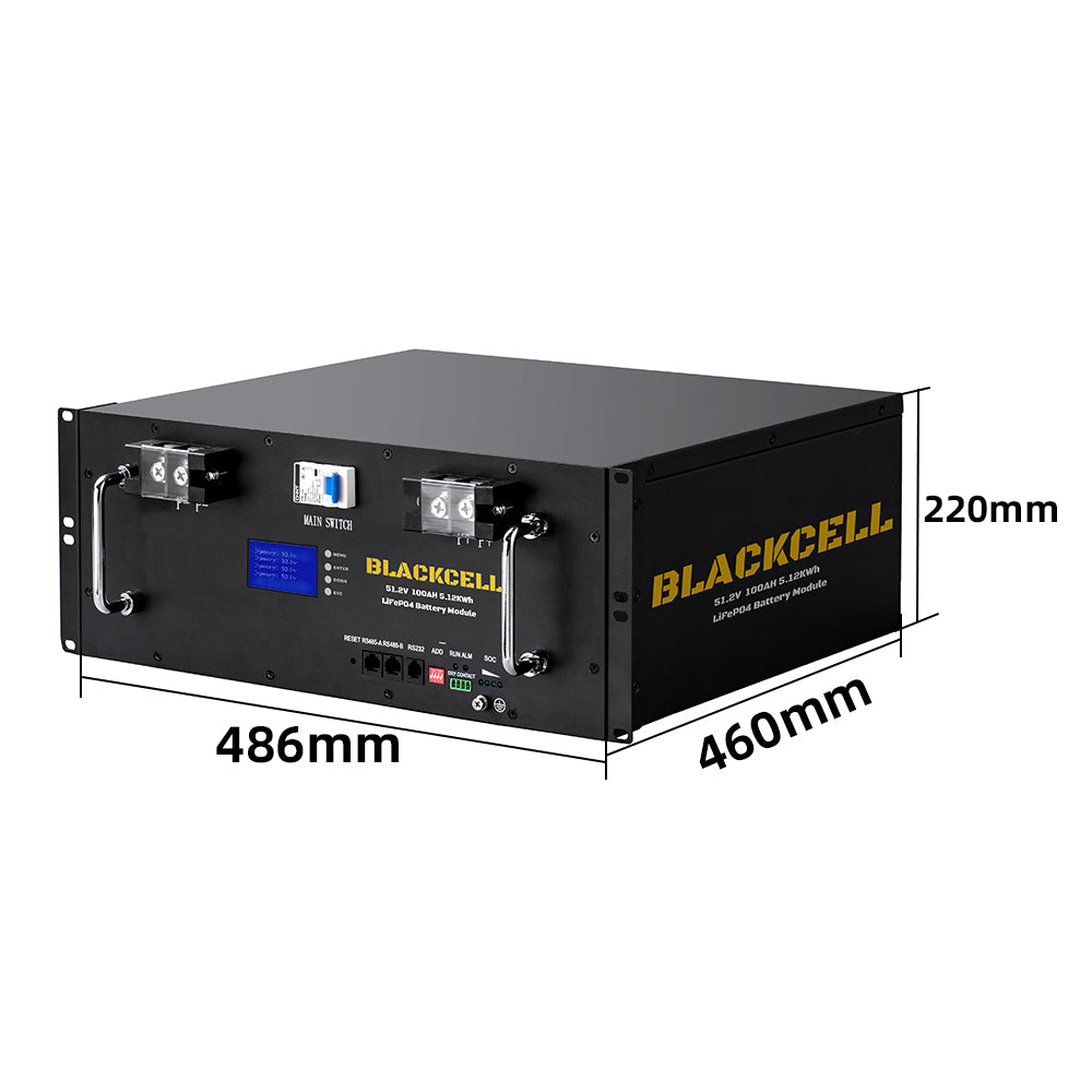 BLACKCELL Home Solar Storage Lithium Iron Phosphate Battery Power Supply 51.2V 100Ah LiFePO4 48V 200Ah BMS Lithium Battery