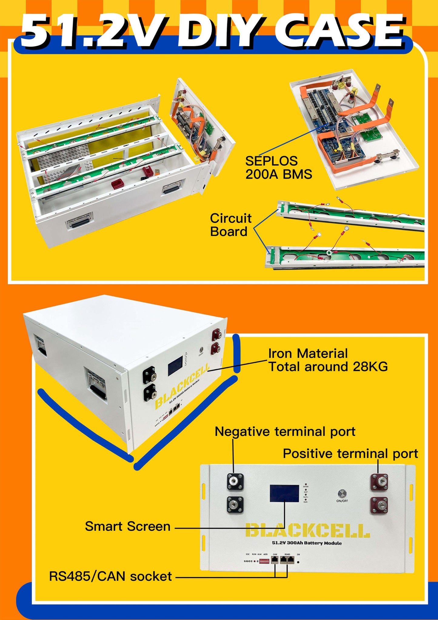 Blackcell Server Rack DIY Energy Storage system batteries battery BOX stackable type for 16s 280Ah 302Ah LiFePO4 Battery Box -Sea Transport